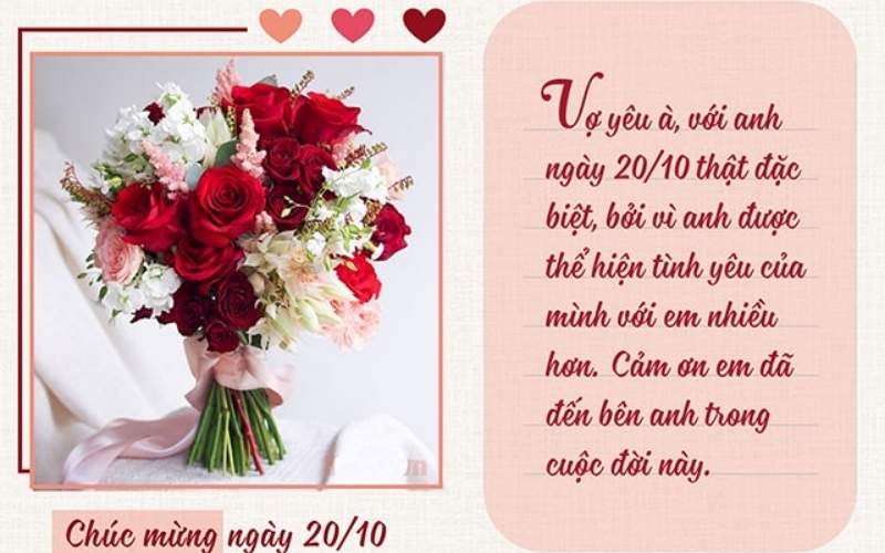 Mẫu thiệp chúc mừng 20/10 cho vợ đẹp, độc
