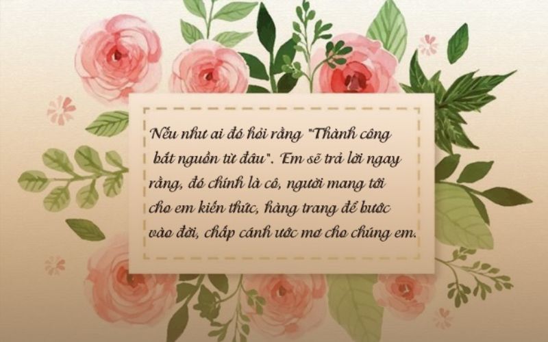 Lời chúc giản dị nhưng chứa đựng sự trân trọng sâu sắc từ học trò dành tặng cô nhân ngày Nhà giáo