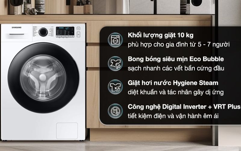 Máy giặt l���ng ngang Samsung Inverter 10KG WW10TA046AE/SV