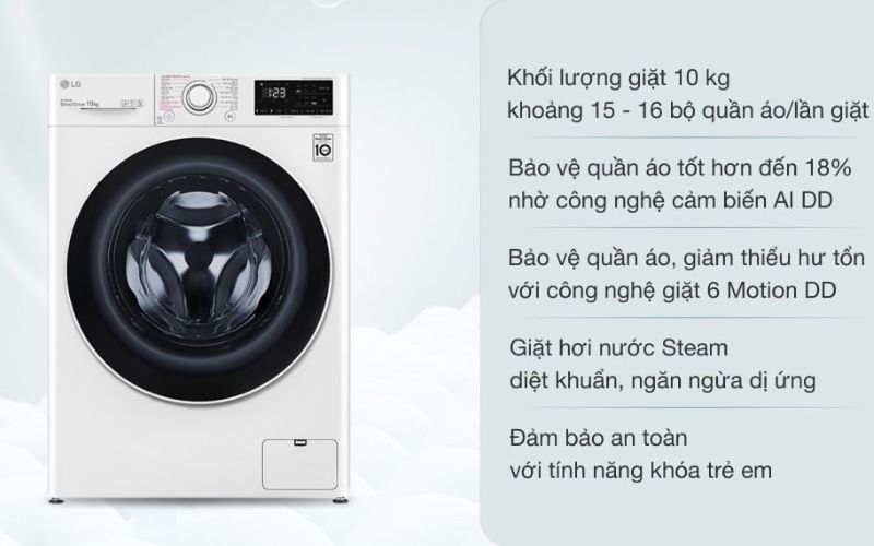 Máy giặt lồng ngang LG Inverter 10kg FV1410S5W