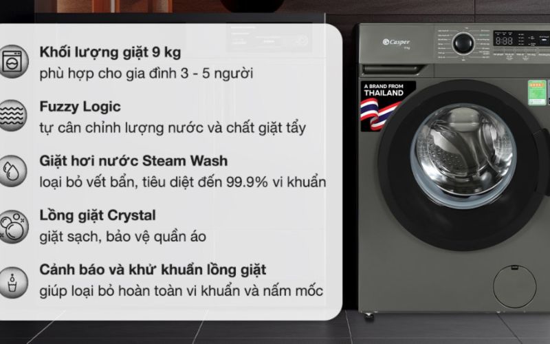 Máy giặt Casper Inverter 9 kg WF-9VG1