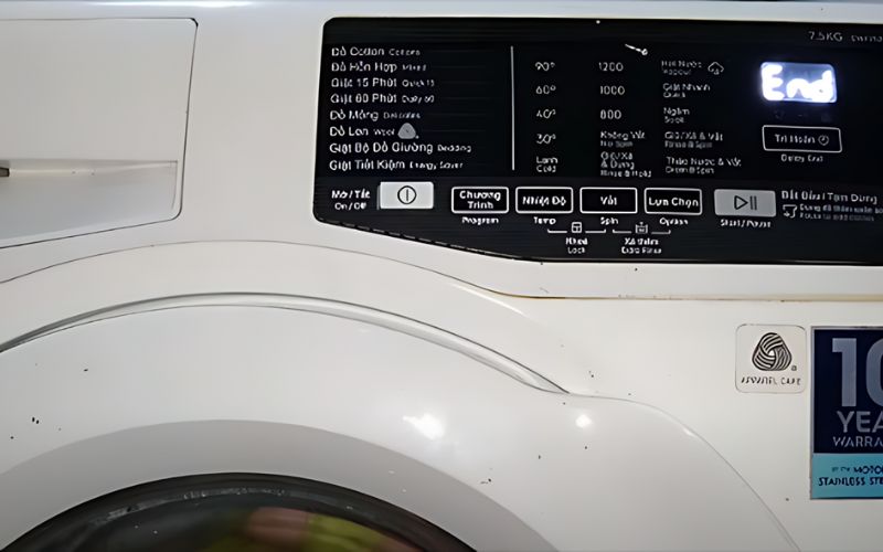 Lỗi End xuất hiện làm chu trình giặt bị dừng giữa chừng