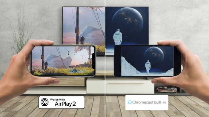 Cuộc sống tiện nghi hơn nhờ tích hợp nhiều tiện ích vào tivi như remote thông minh, ứng dụng ChromeCast, Air Play2,..
