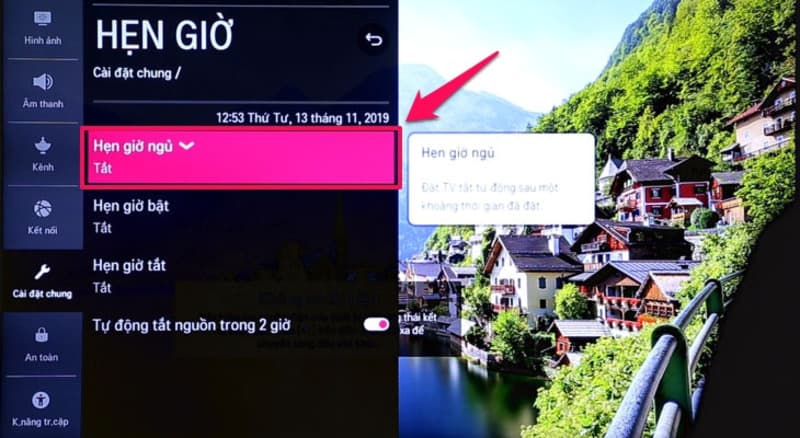 Tính năng hẹn giờ ngủ trên tivi LG