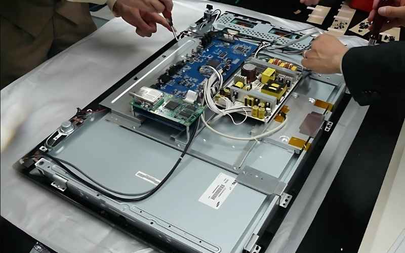 Bước 4: Tháo khung viền tivi và lau/sấy khô nước bị đọng lại