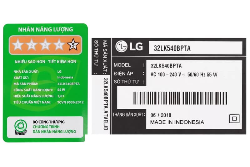 Tivi LG có 5/5 sao năng lượng