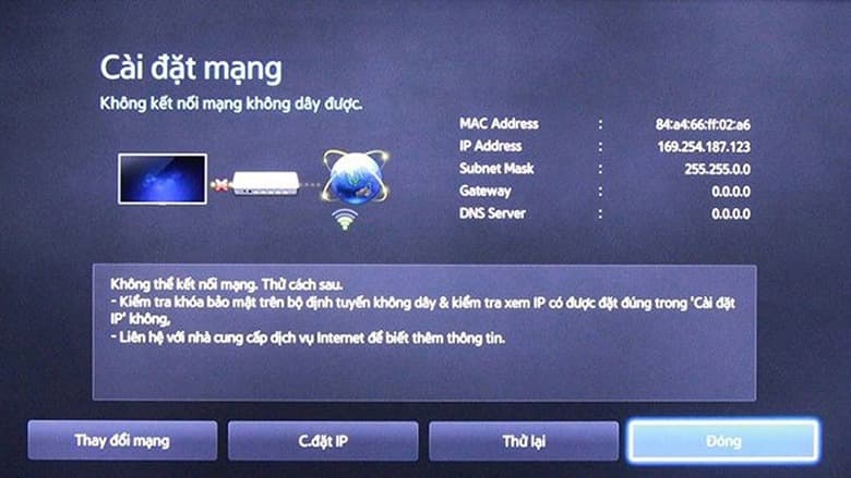 tivi samsung không tìm thấy wifi 1