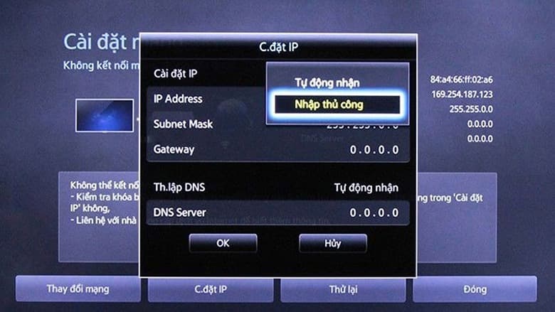 tivi samsung không tìm thấy wifi 3